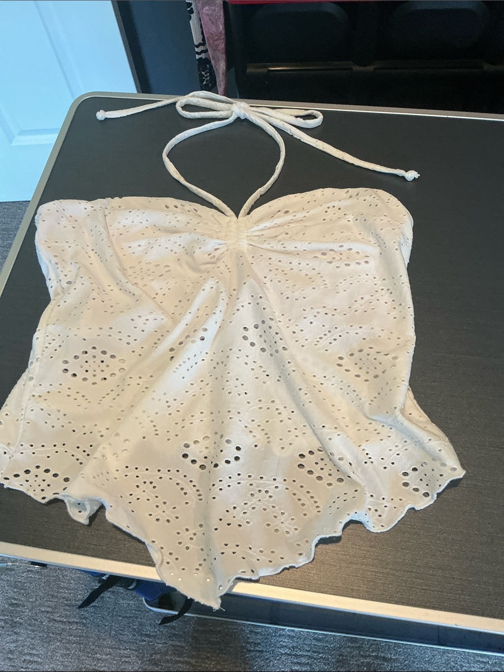 Francesca's Collections White Eyelet Drawstring Tube Top